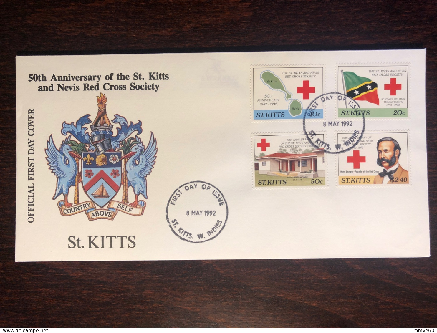 ST KITTS FDC COVER 1992 YEAR RED CROSS DUNANT HEALTH MEDICINE STAMPS - St.Kitts Und Nevis ( 1983-...)