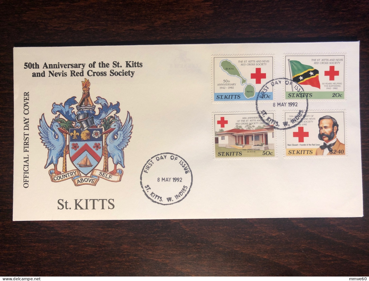 ST KITTS FDC COVER 1992 YEAR RED CROSS DUNANT HEALTH MEDICINE STAMPS - St.Kitts And Nevis ( 1983-...)