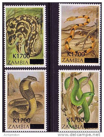 Zm0907  Zambia 2003 SG 907-910 Surcharges On Snakes Issue - Zambie (1965-...)