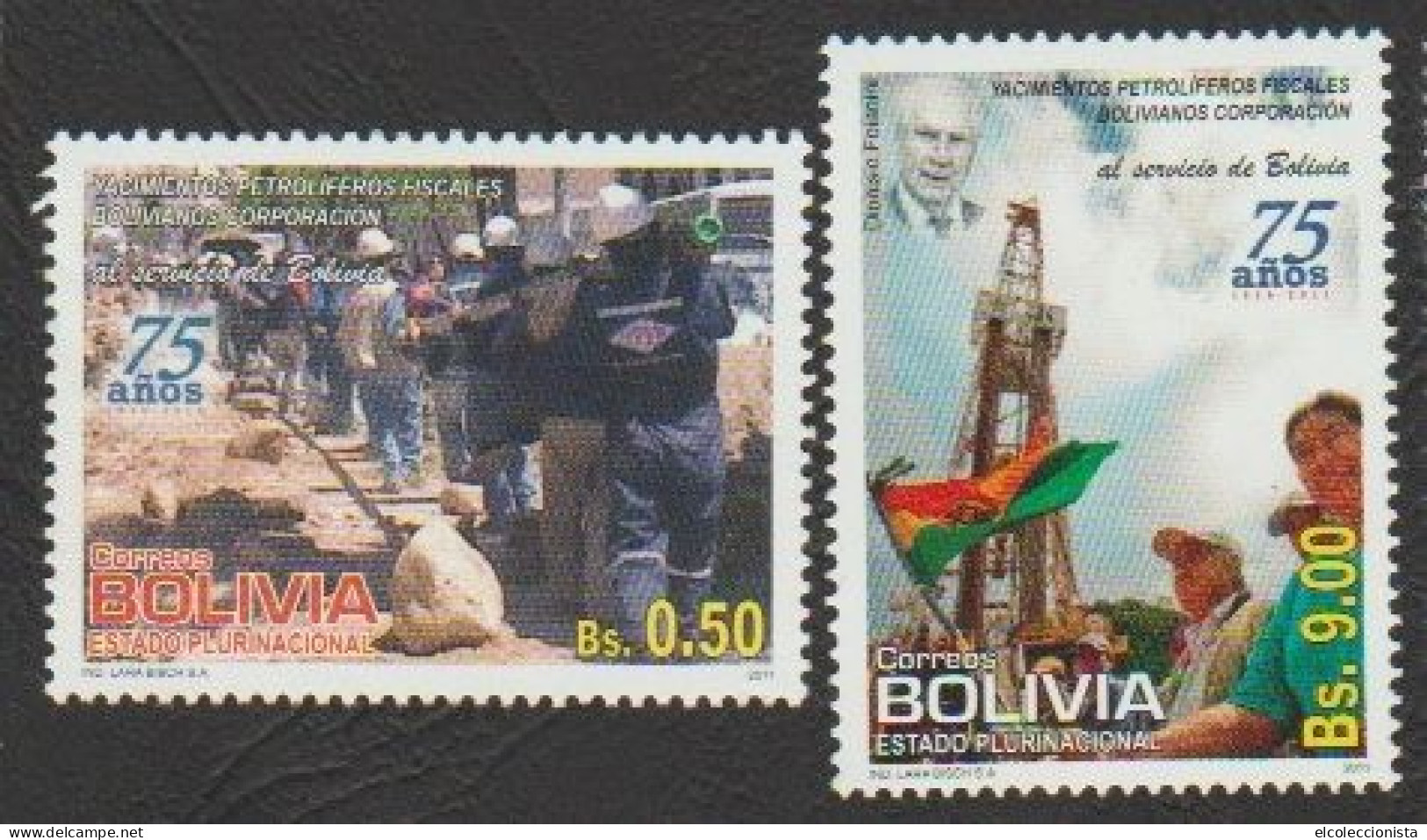 2011 Bolivia Oil Exploitation Yacimientos Petroliferos Fiscales Bolivianos 75th MNH Scott 1485 1486 - Bolivia