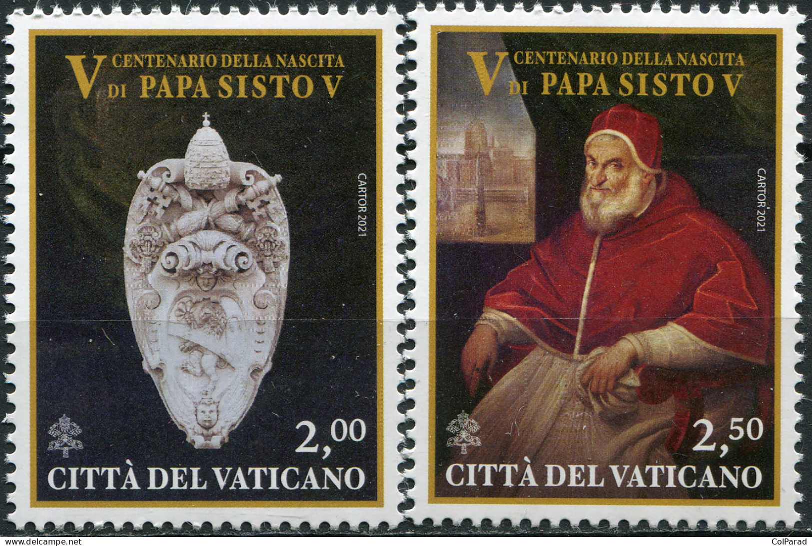 VATICAN - 2021 - SET MNH ** - 500 Years Of The Birth Of Pope Sixtus V - Unused Stamps