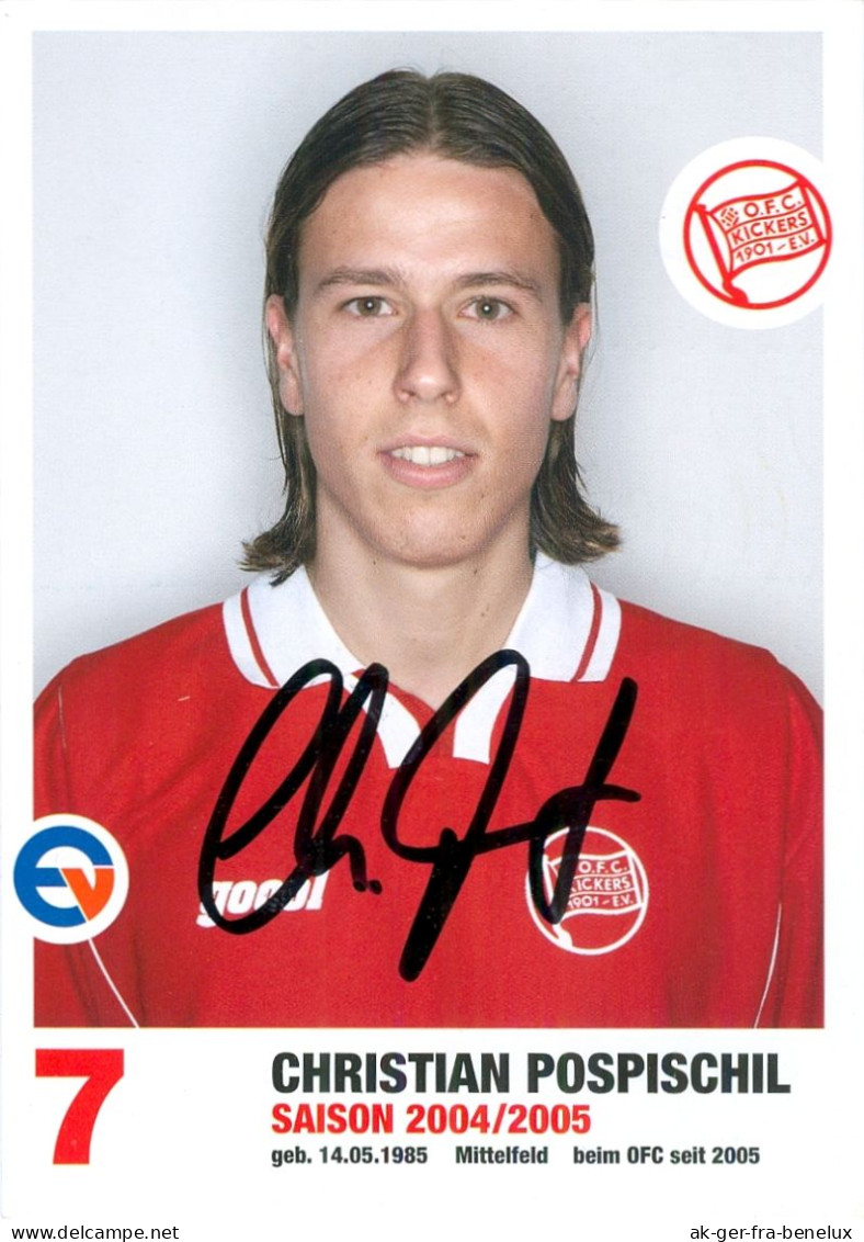 Fußball-Autogrammkarte AK Christian Pospischil Offenbacher Kickers 04-05 Obertshausen TuS Koblenz Sportfreunde Siegen - Handtekening