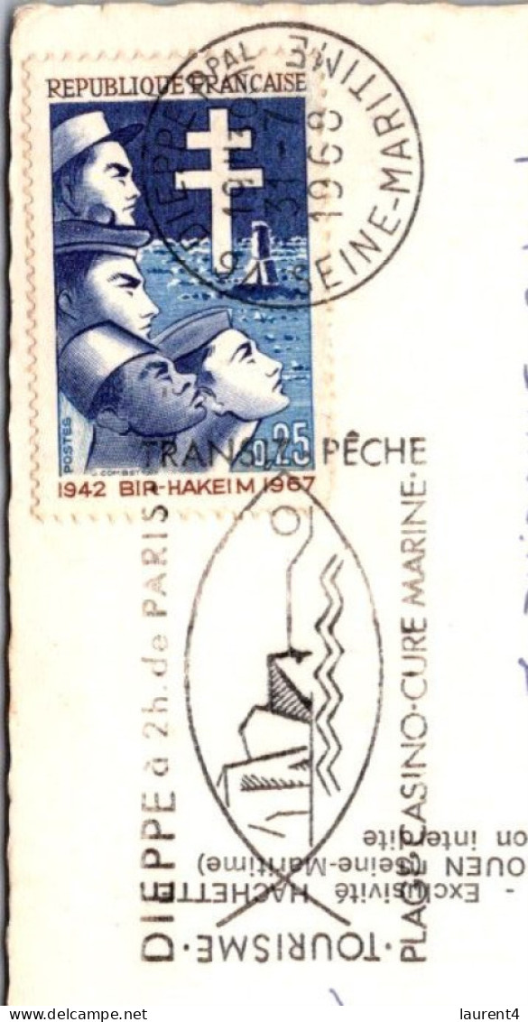 22-3-2024 (3 Y 43) France - Dieppe (et Phare) (posted 1968 With WWII Bir-Hakeim Stamp) - Phares