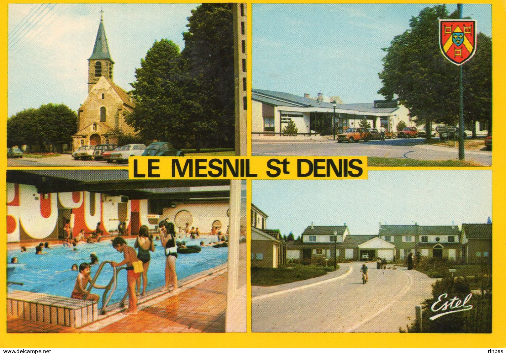 (78) LE MESNIL SAINT DENIS Multivue Eglise Piscine Poste Champmesnil Voiture Auto Car (Yvelines) - Le Mesnil Saint Denis