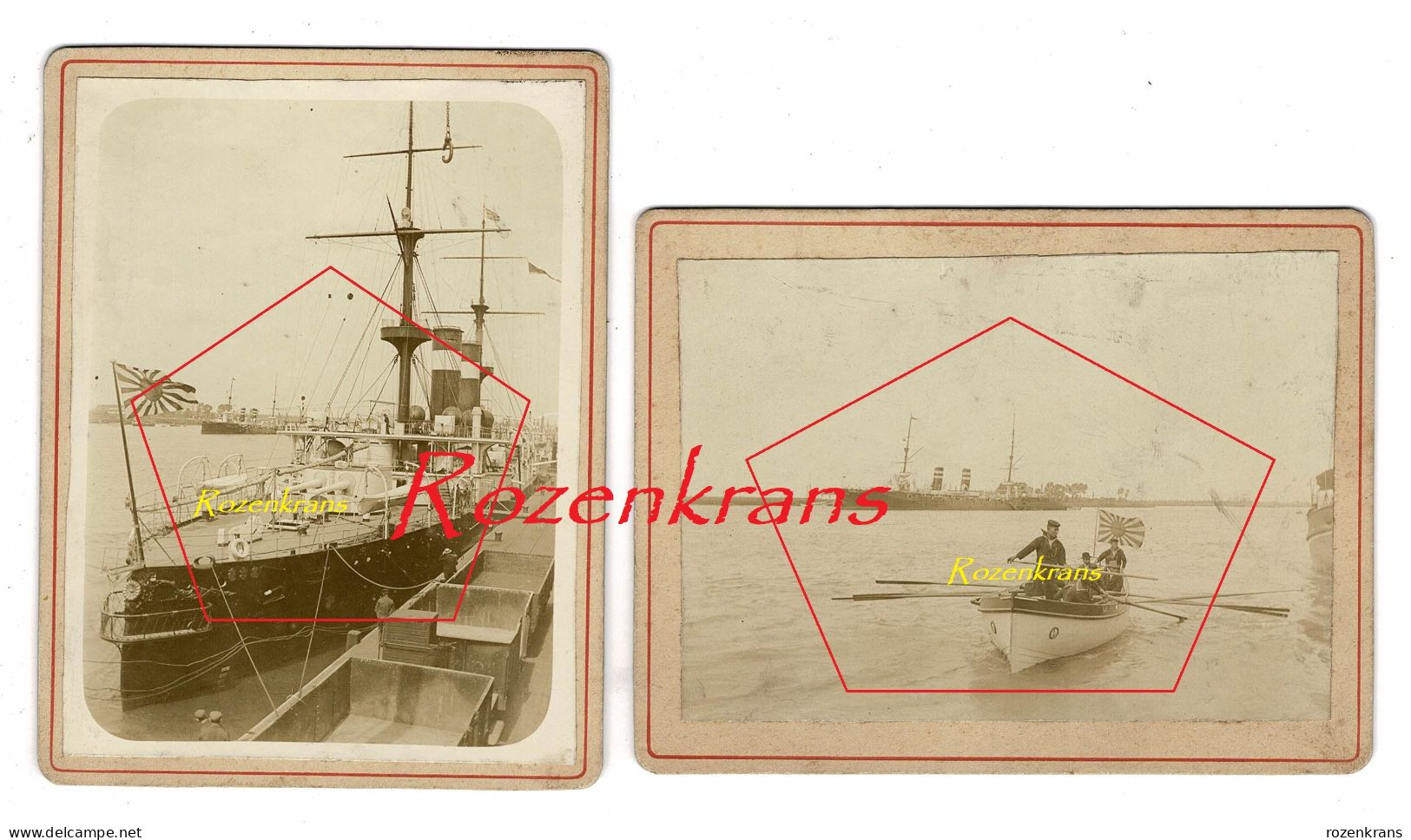 LOT 2 X FOTO 1902 (?) Japanse Oorloggschepen Bezoeken Vlissingen & Oostende Marine Imperiale Japonaise Japon Navy Japan - Oorlog