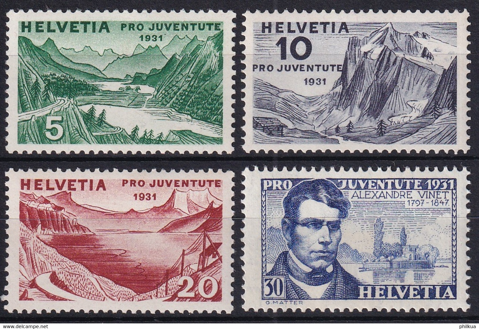 MiNr. 246 - 249 Schweiz1931, 1. Dez. „Pro Juventute“: Landschaften; Alexandre Vinet - Postfrisch/**/MNH - Nuovi