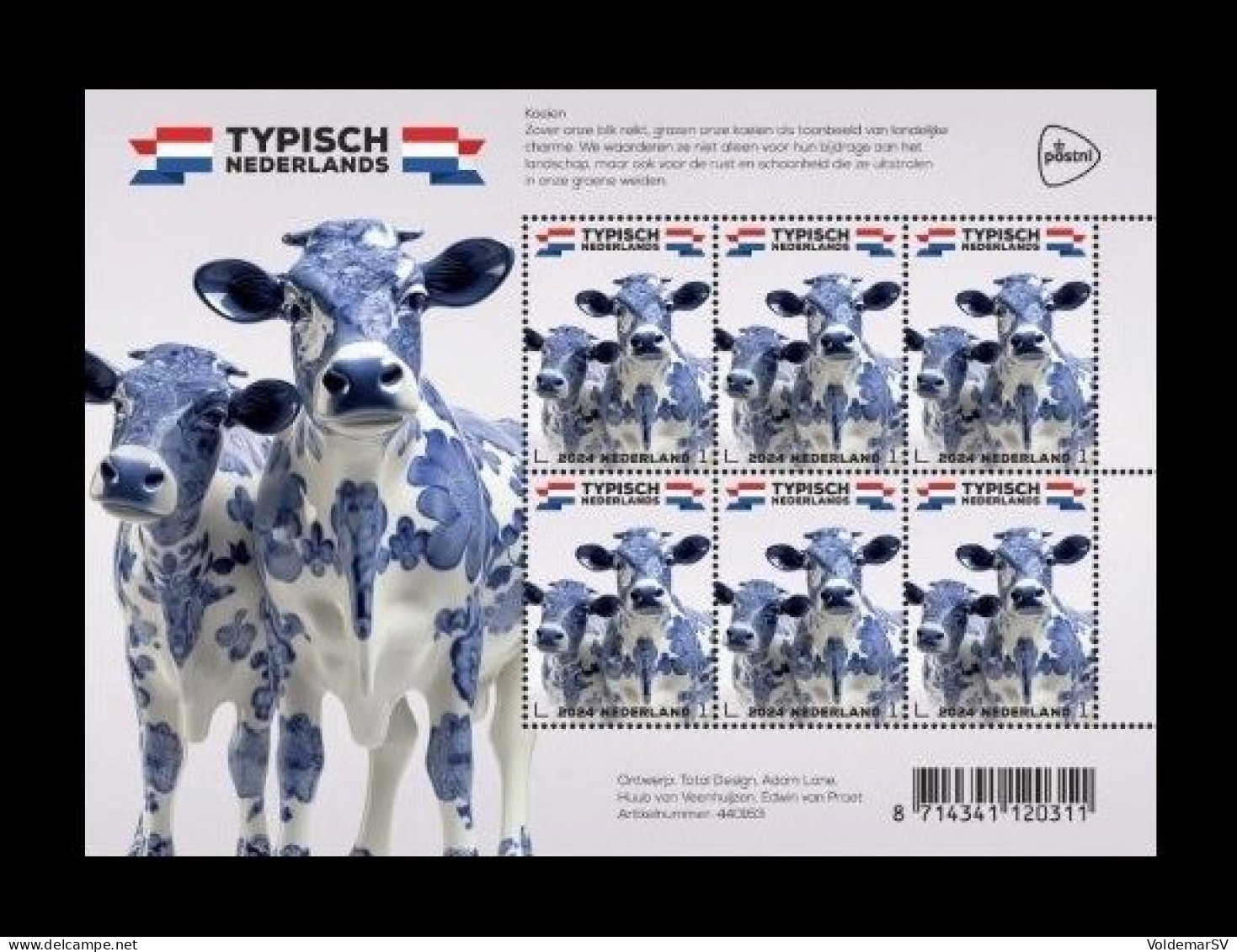 Netherlands 2024 Mih. 4260 Typical Dutch. Fauna And Delft Blue Pottery. Cows (M/S) MNH ** - Ungebraucht