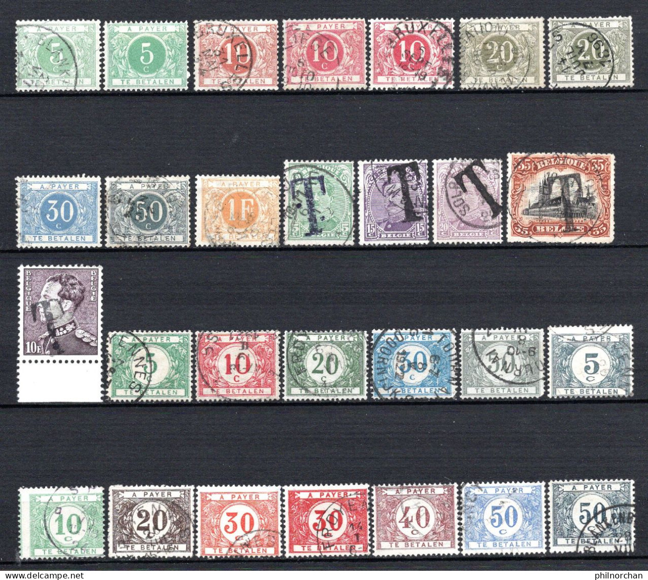 Belgique Timbres Taxe  1895 à 1922 35 Timbres Différents Oblitérés   2,50 €    (cote 33,05 €) - Stamps