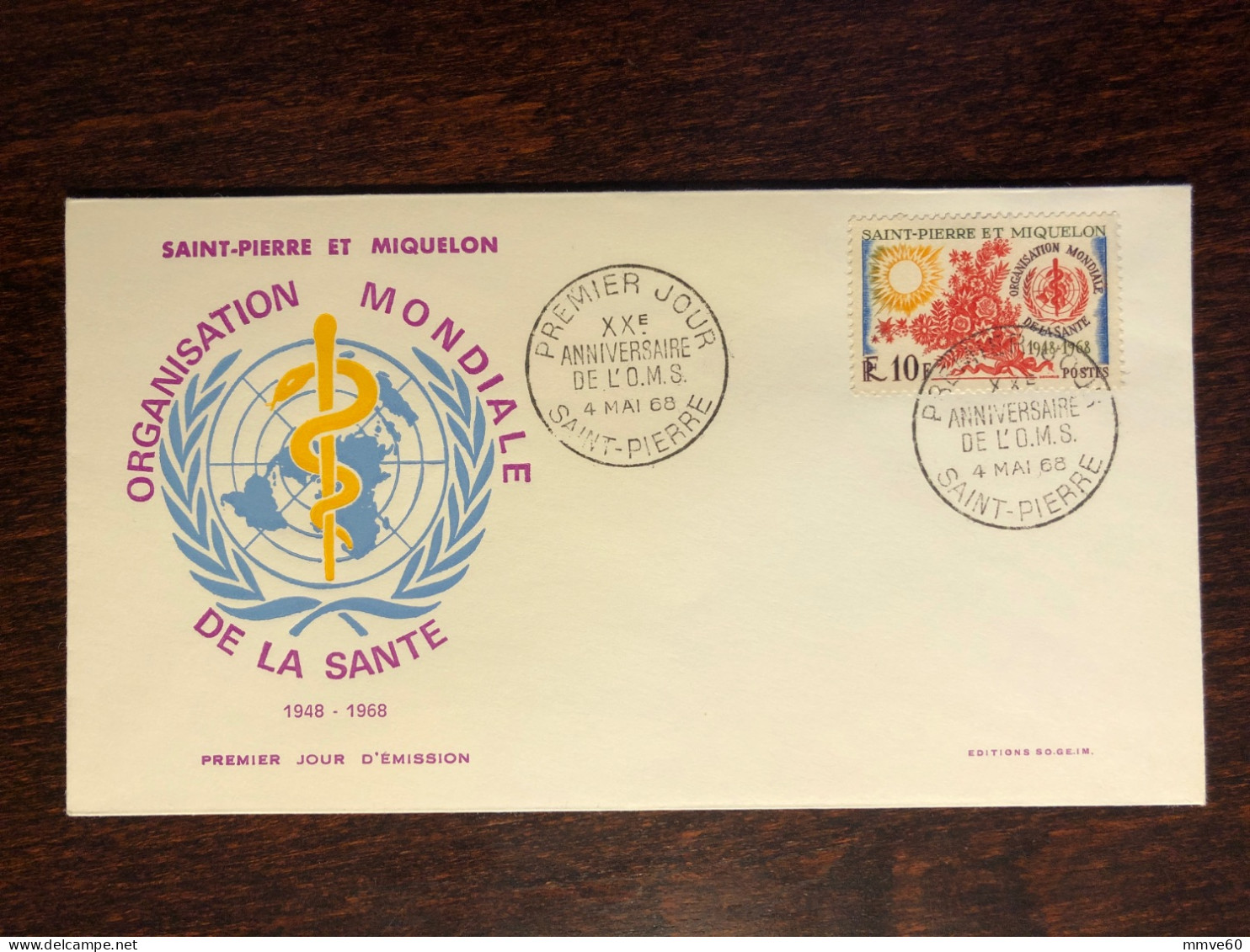 ST PIERRE & MIQUELON FDC COVER 1968 YEAR  WHO OMS  HEALTH MEDICINE STAMPS - FDC