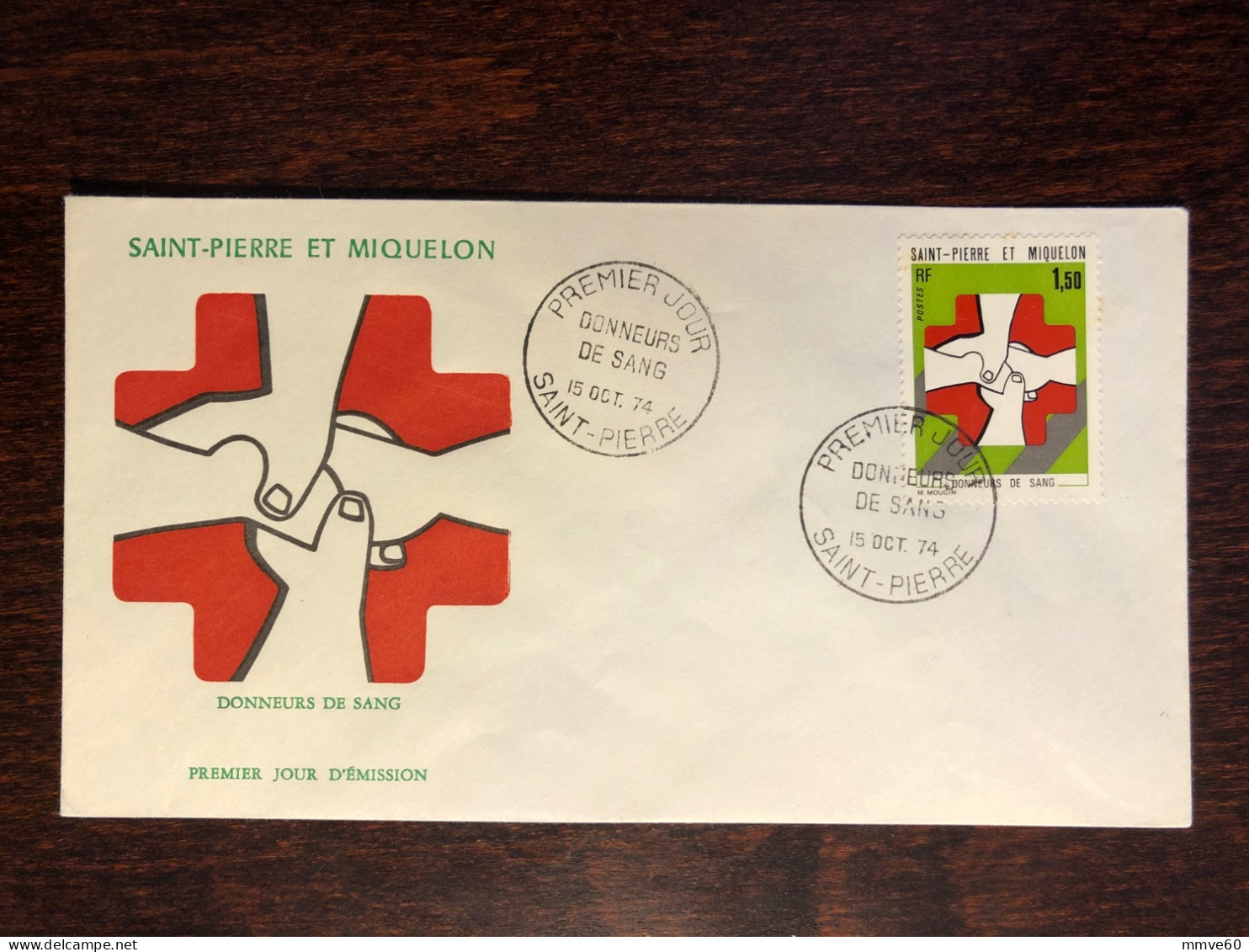 ST PIERRE & MIQUELON FDC COVER 1974 YEAR BLOOD DONATION DONORS HEALTH MEDICINE STAMPS - FDC