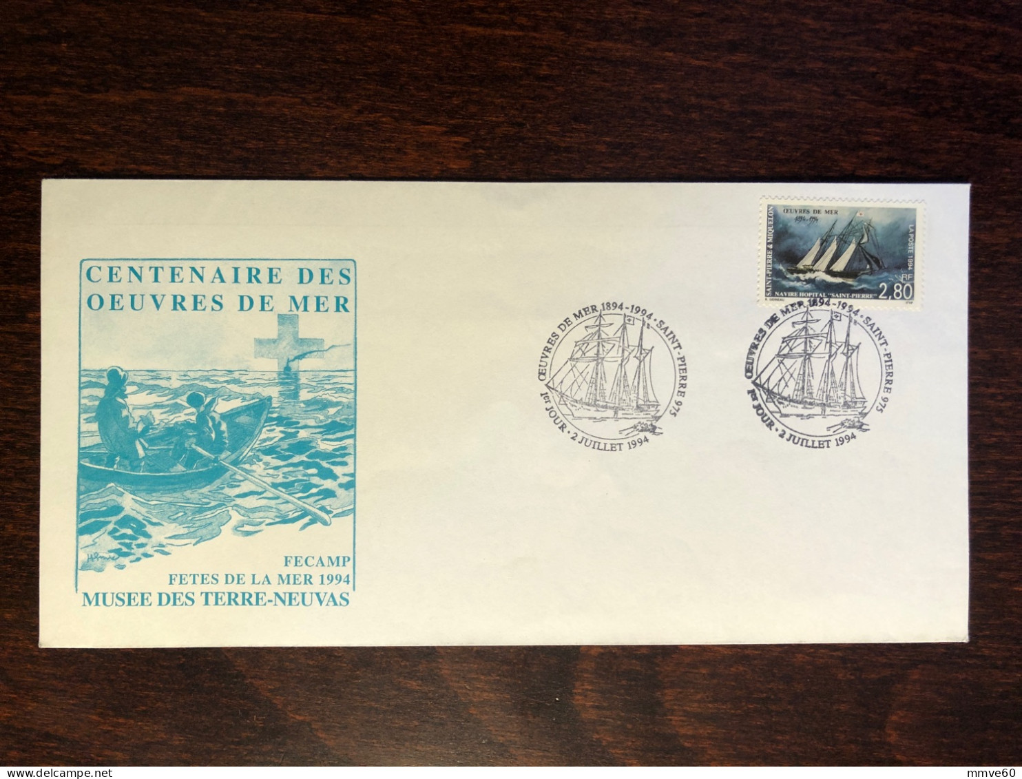 ST PIERRE & MIQUELON FDC COVER 1994 YEAR HOSPITAL SHIP HEALTH MEDICINE STAMPS - FDC