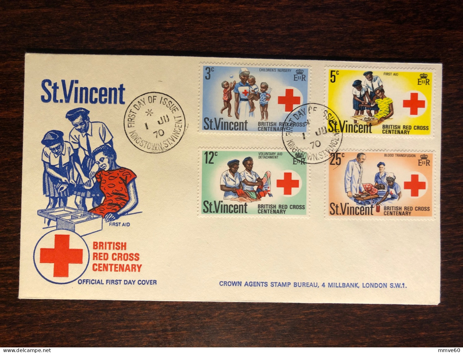 ST VINCENT FDC COVER 1970 YEAR RED CROSS HEALTH MEDICINE STAMPS - St.Vincent (...-1979)