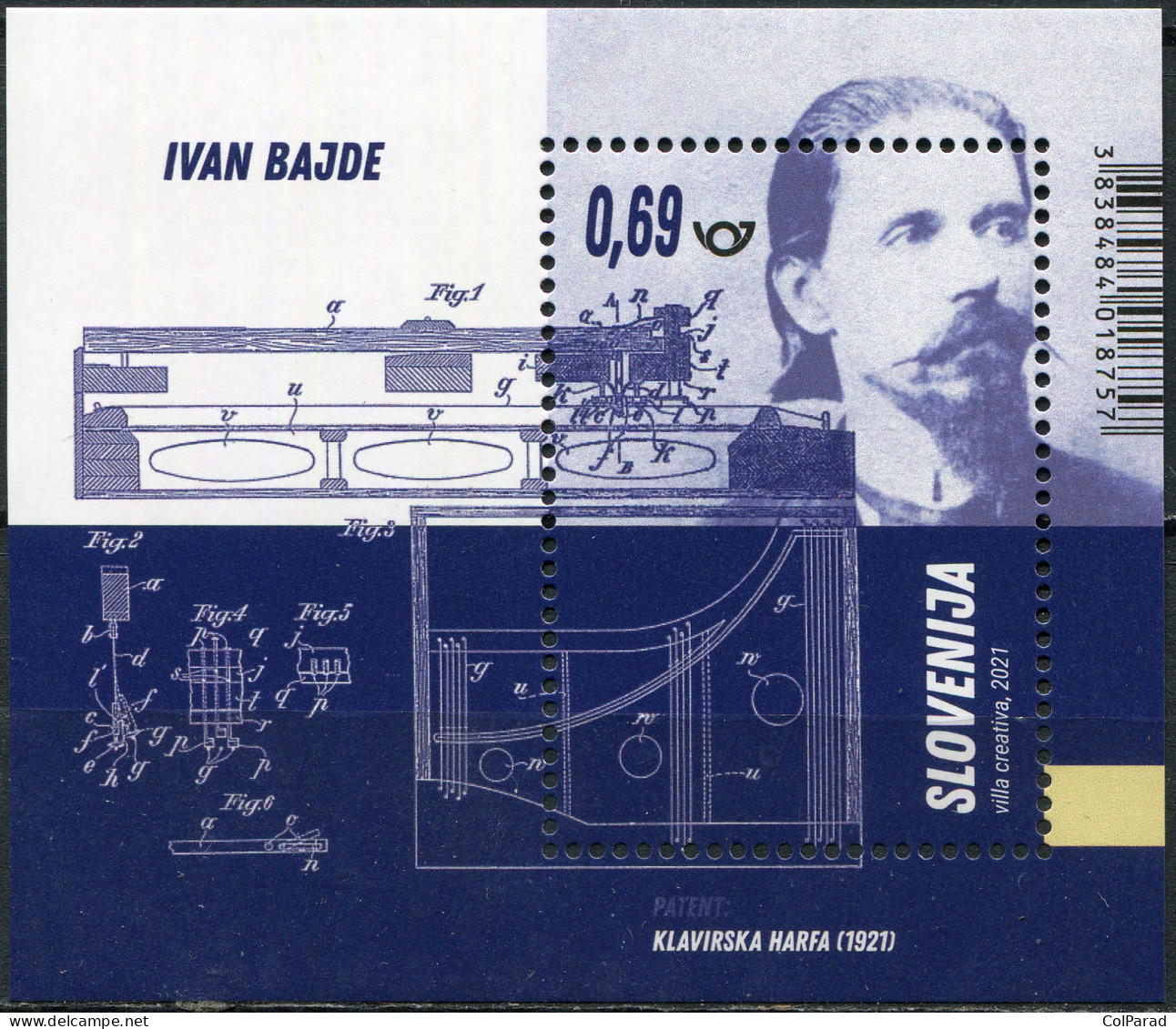 SLOVENIA - 2021 - S/S MNH ** - Ivan Bajde, Inventor Of The Piano Harp - Slovenia