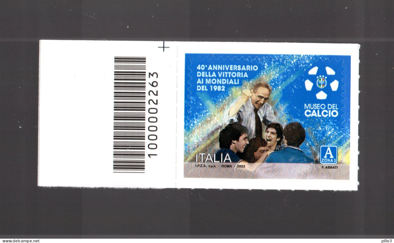 ITALIA  : 40° Della Vittoria Italiana Ai  Mondiali 1982. - C/Barre  N° 2263  MNH** Del  5.12.2022 - Bar Codes