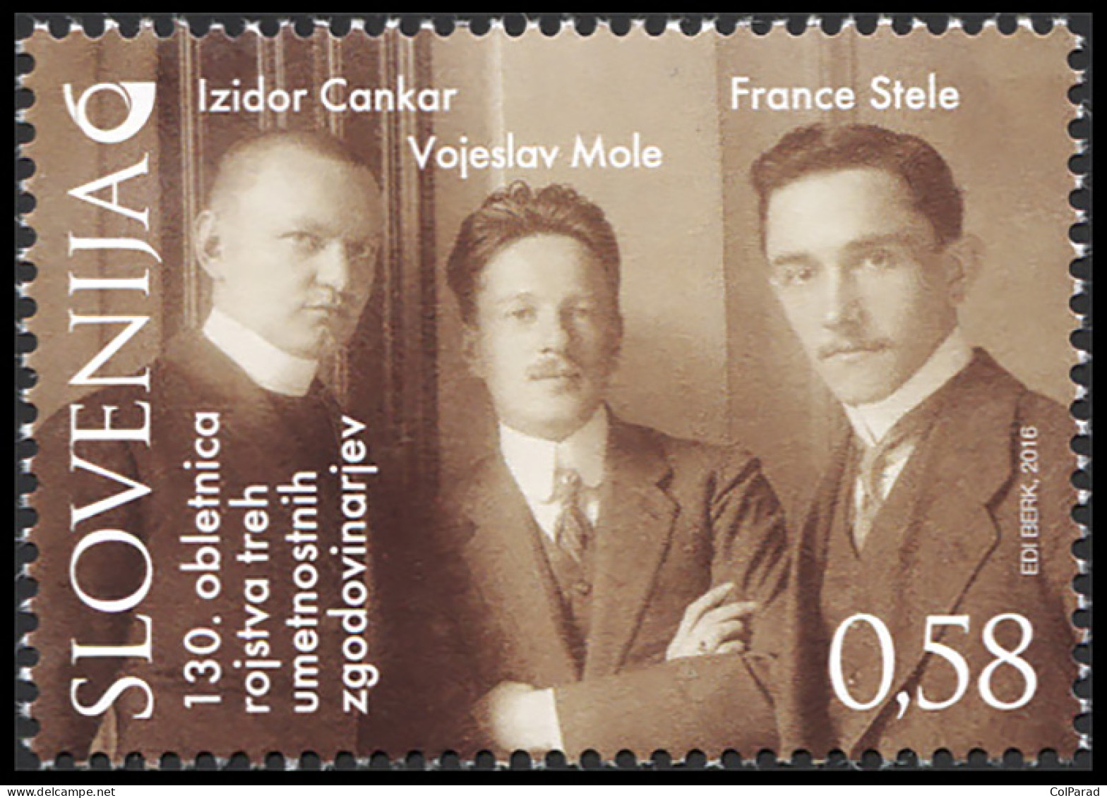 SLOVENIA - 2016 - STAMP MNH ** - 130 Years Of The Birth Of Three Art Historians - Slovénie