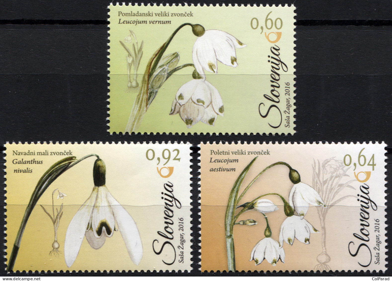 SLOVENIA - 2016 - SET OF 3 STAMPS MNH ** - Common Snowdrop (Amaryllidaceae) - Slovénie