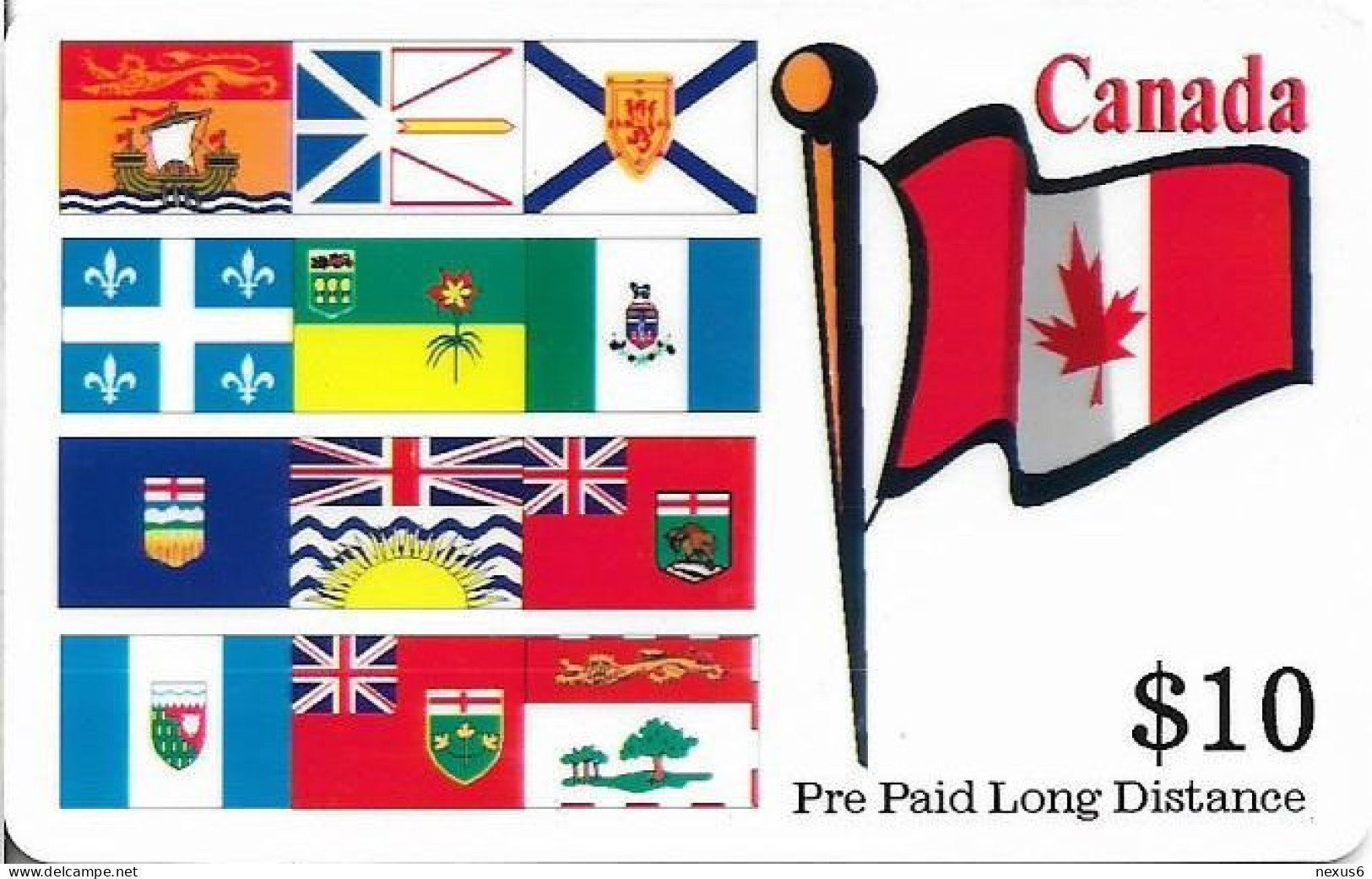 Canada - Prepaid Long Distance, Flags, Remote Mem. 10$, Used - Kanada