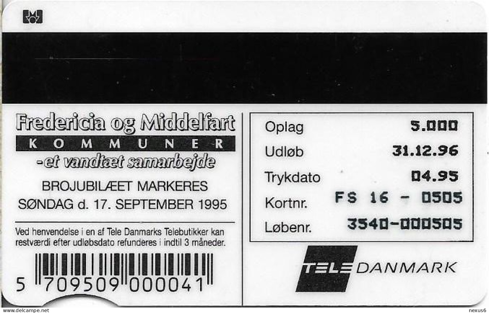 Denmark - Fyns - Bridge Jubilee - TDFS016 (Cn. 3540) - 04.1995, 5.000ex, 30kr, Used - Danimarca