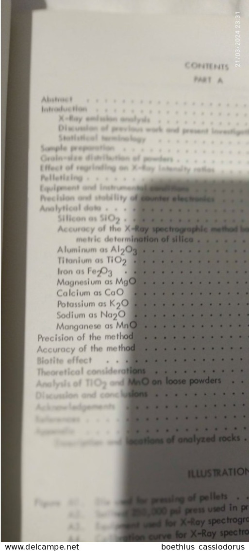 TOTAL INSTRUMENTAL ANALYSIS OF ROCKS PART A, PART B, By A. VOLBORTH REPORT 6 MACKAY SCHOOL OF MINES UNIVERSITY OF NEVADA - Geología