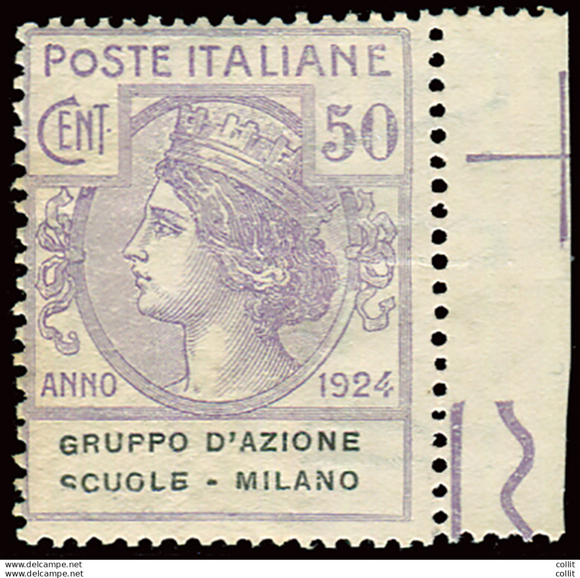 Parastatali - Cent. 50 "Gruppo D'Azione Scuole Milano" Filigrana Lettere 8/10 A Sinistra - Mint/hinged