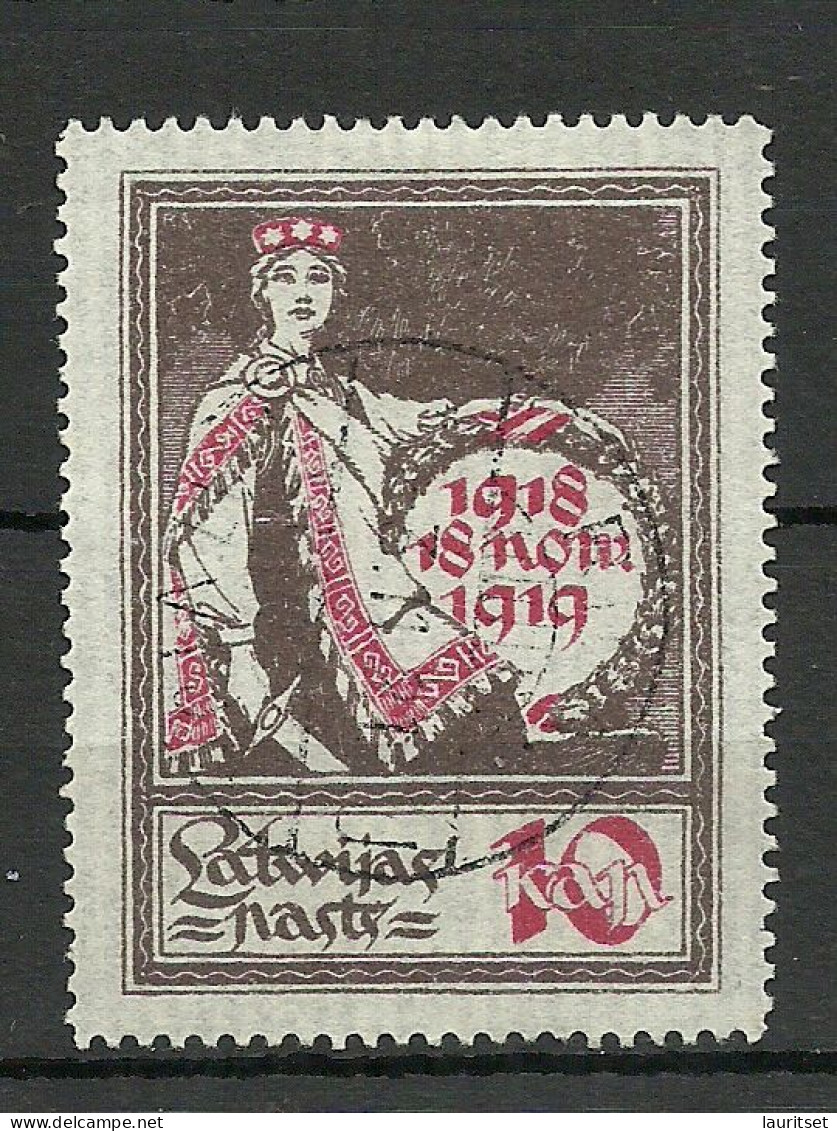 LETTLAND Latvia 1919 Michel 32 Striped Paper O - Letonia
