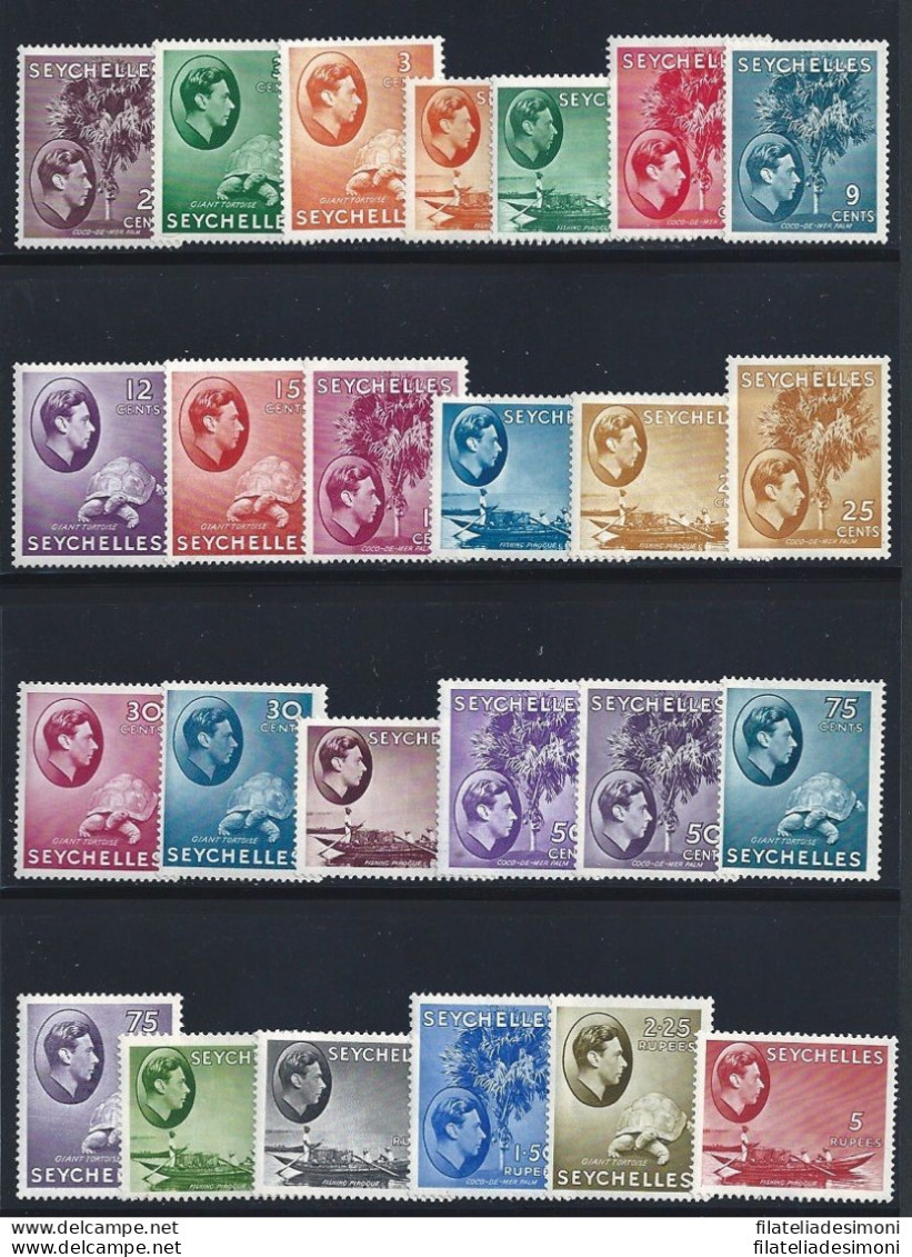 1938-49 Seychelles - SG N. 135-149 Giorgio VI - 25 Valori MLH* LINGUELLATA - Altri & Non Classificati