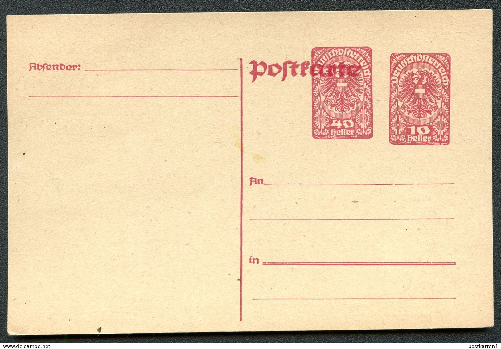 PRIVATER WERTZUDRUCK Postkarte PZP 207 Postfrisch Feinst 1919 - Cartes Postales