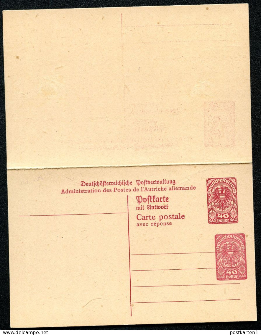 PRIVATER WERTZUDRUCK Postkarte Mit Antwort PZP 213 Postfrisch Feinst 1919 - Cartes Postales