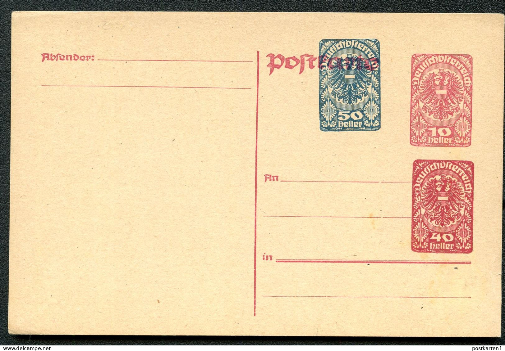 PRIVATER WERTZUDRUCK Postkarte PZP 214 Postfrisch Feinst 1919 - Cartes Postales