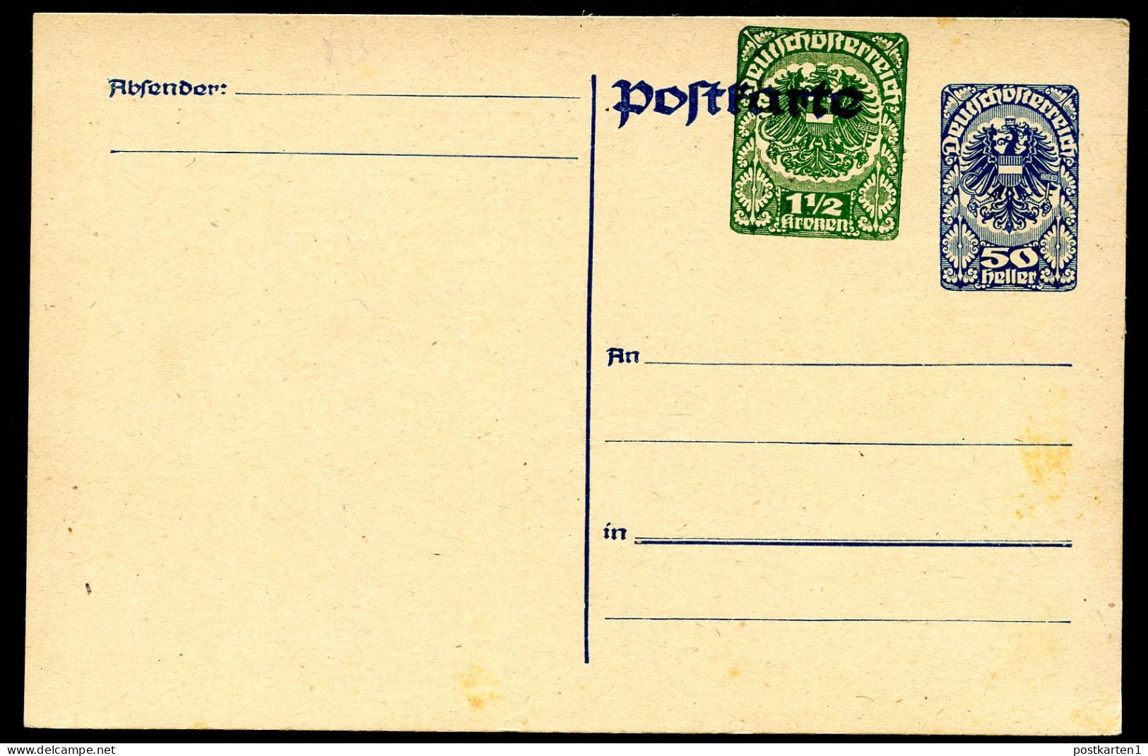 PRIVATER WERTZUDRUCK Postkarte PZP 219 Postfrisch Feinst 1920 - Cartes Postales