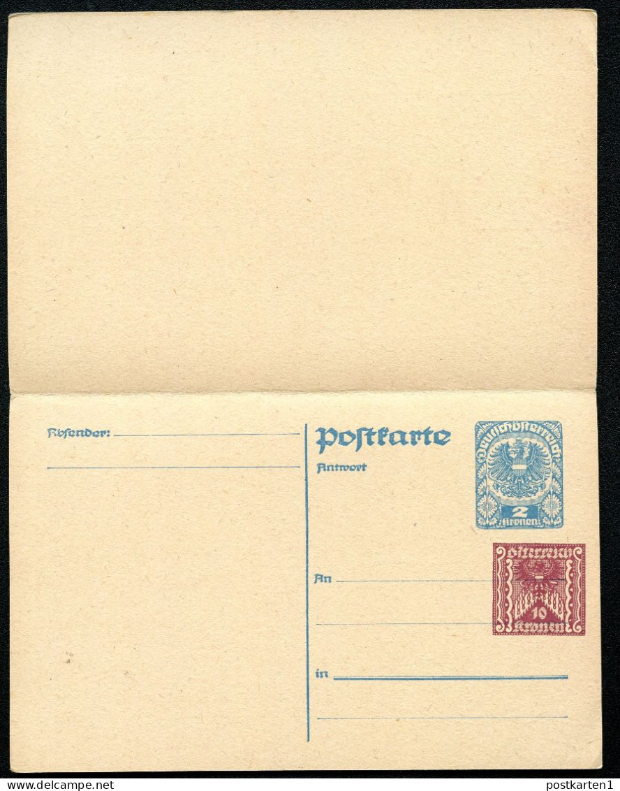 PRIVATER WERTZUDRUCK Postkarte Mit Antwort PZP 237 Postfrisch Feinst 1922 - Cartes Postales