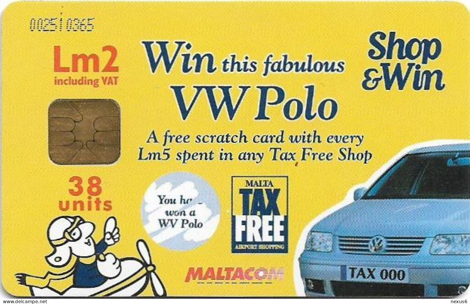 Malta - Maltacom - Malta Tax Free, VW Polo, 07.2001, 38Units, 30.000ex, Used - Malte
