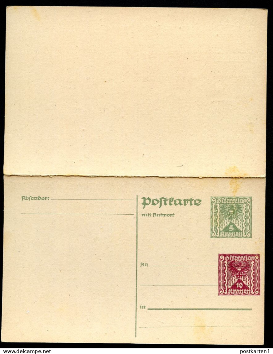 PRIVATER WERTZUDRUCK Postkarte Mit Antwort PZP 239 Postfrisch Feinst 1922 - Cartes Postales