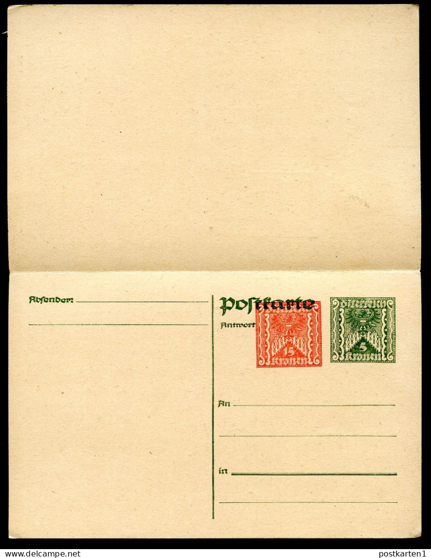 PRIVATER WERTZUDRUCK Postkarte Mit Antwort PZP 241 Postfrisch Feinst 1922 - Cartes Postales