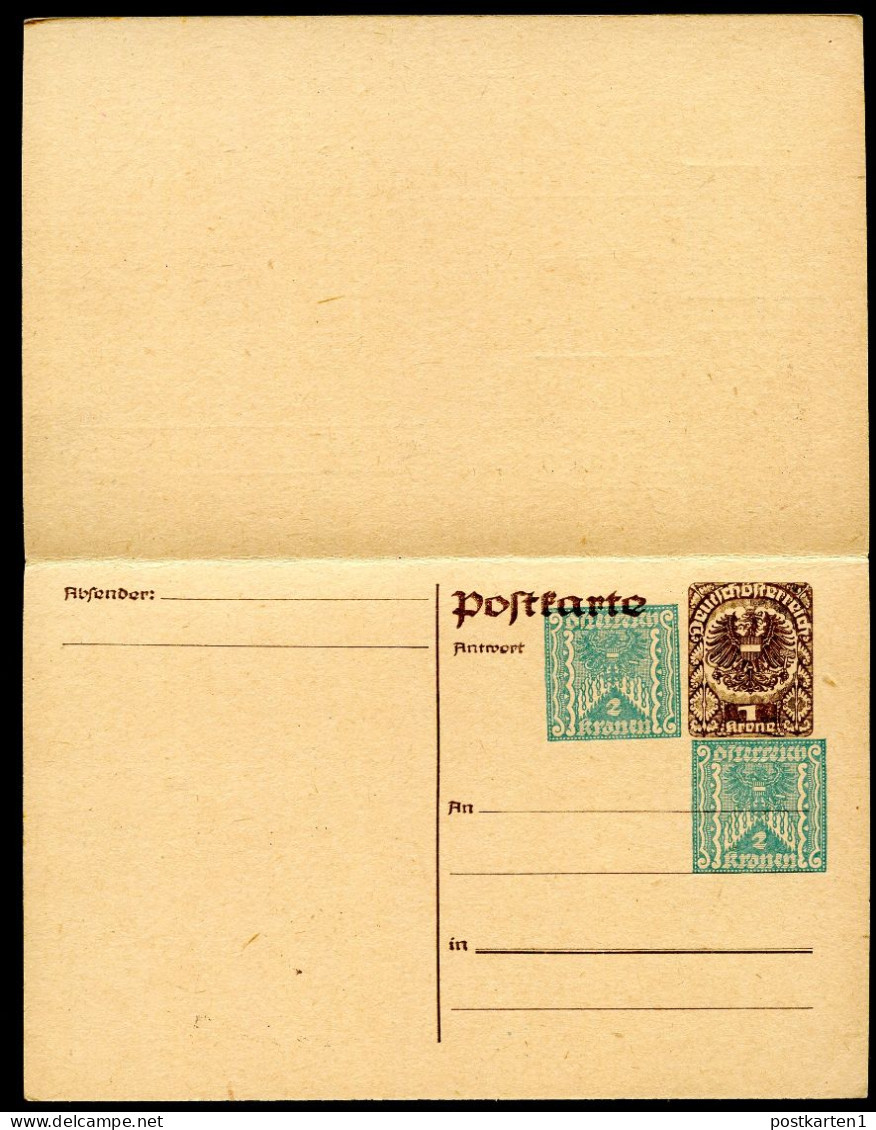 PRIVATER WERTZUDRUCK Postkarte Mit Antwort PZP 246 Postfrisch Feinst 1922 - Cartes Postales