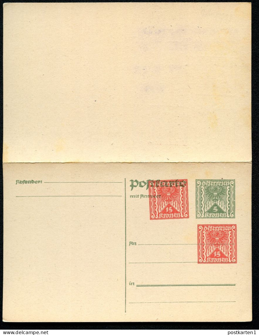 PRIVATER WERTZUDRUCK Postkarte Mit Antwort PZP 248 Postfrisch Feinst 1922 - Cartes Postales