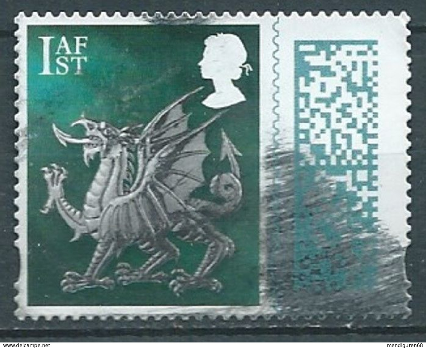 GROSSBRITANNIEN GRANDE BRETAGNE GB 2022 WALES REGIONAL DEFINITIVE BARCODE 1ST CLASS USED - Gales