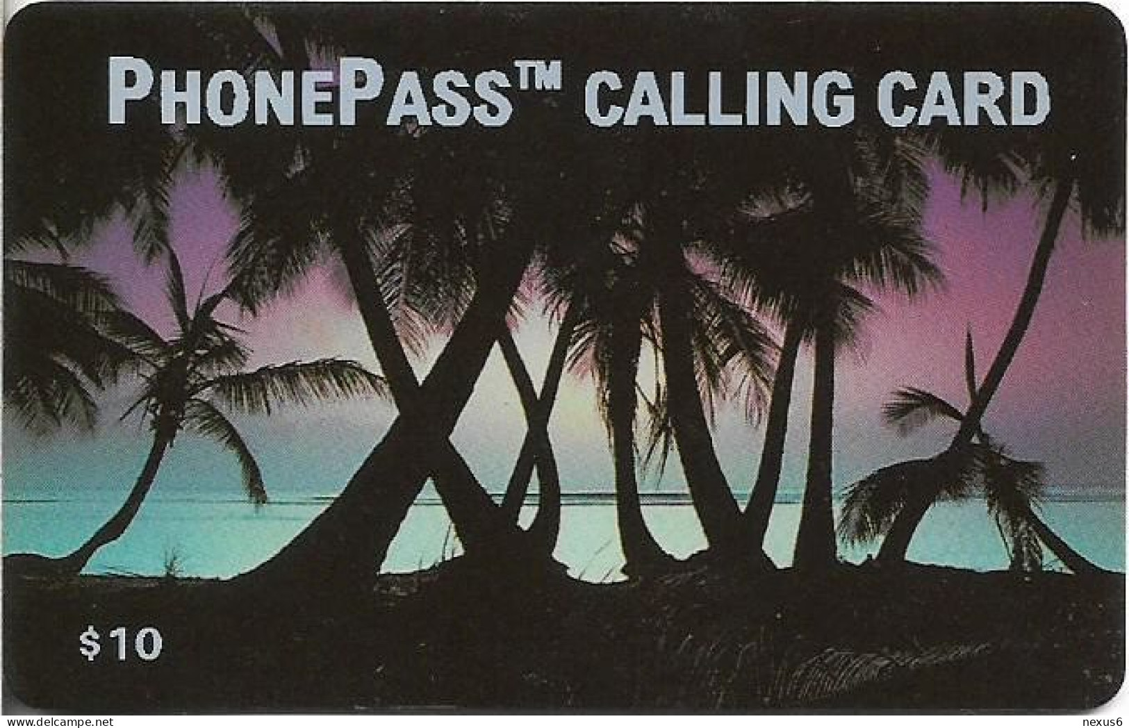 USA - LDDS Worldcom - Palm Trees & Sunset (PhonePass), 1995, Remote Mem. 10$, Used - Autres & Non Classés