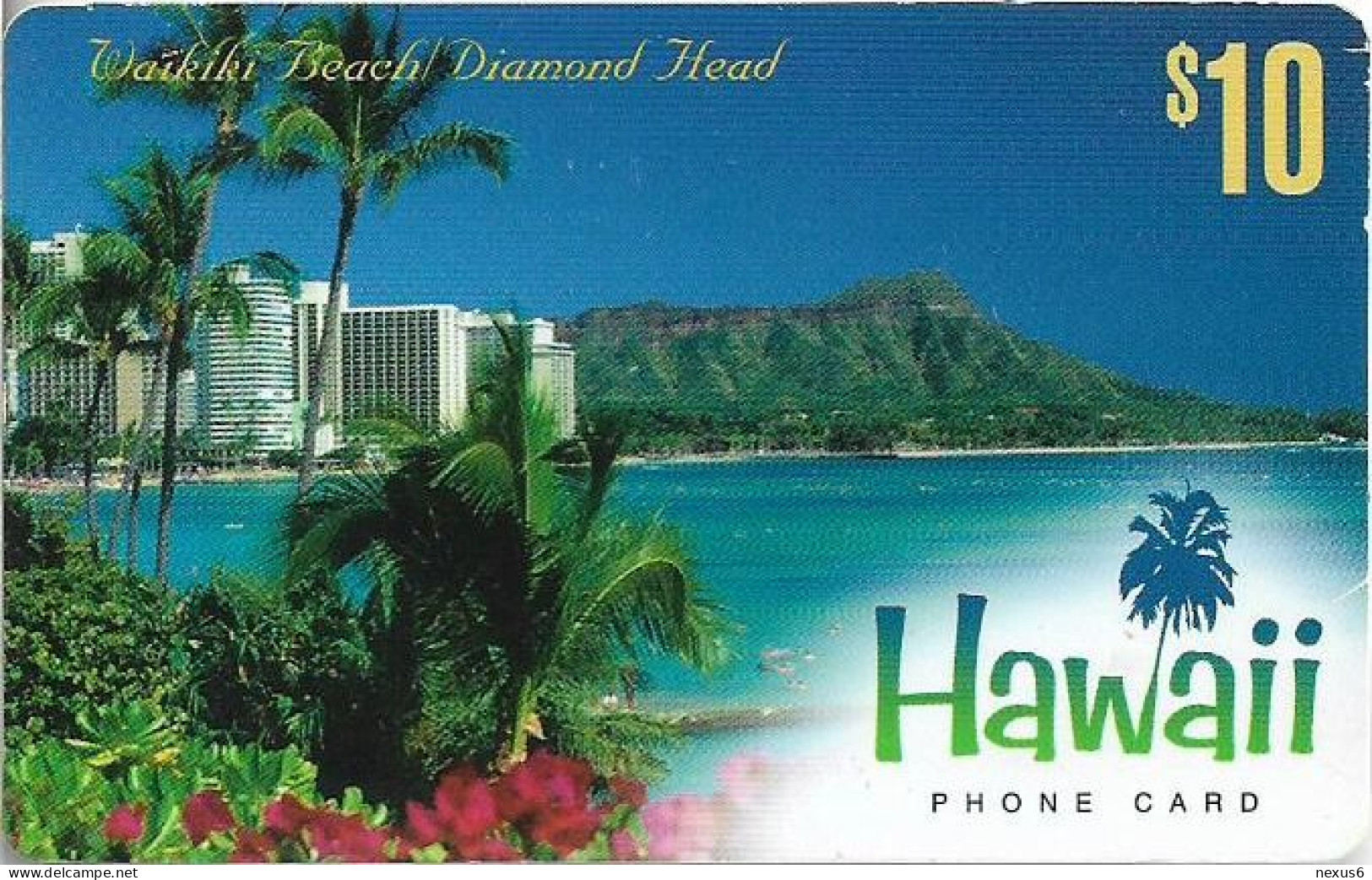 USA - Qwest Comm. - Hawaii, Waikiki Beach, Diamond Head, Magnetic Remote Mem. 10$, Used - Autres & Non Classés