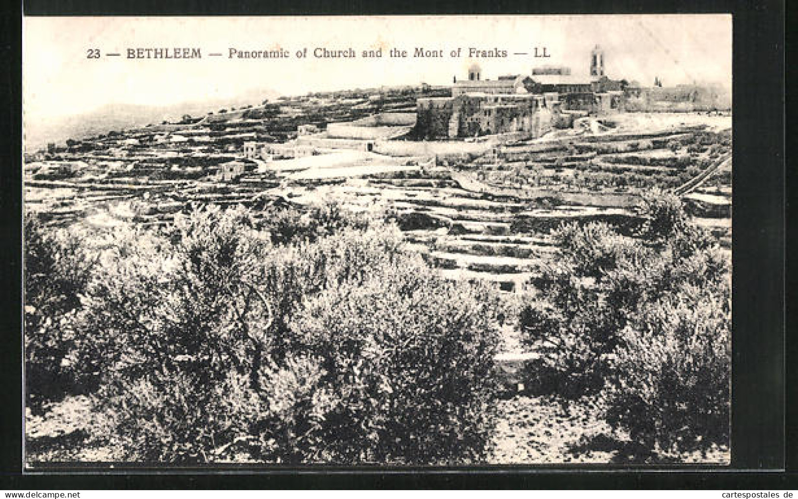 AK Bethleem, Panorama De L`Eglise Et Le Mont Des Franks  - Palästina