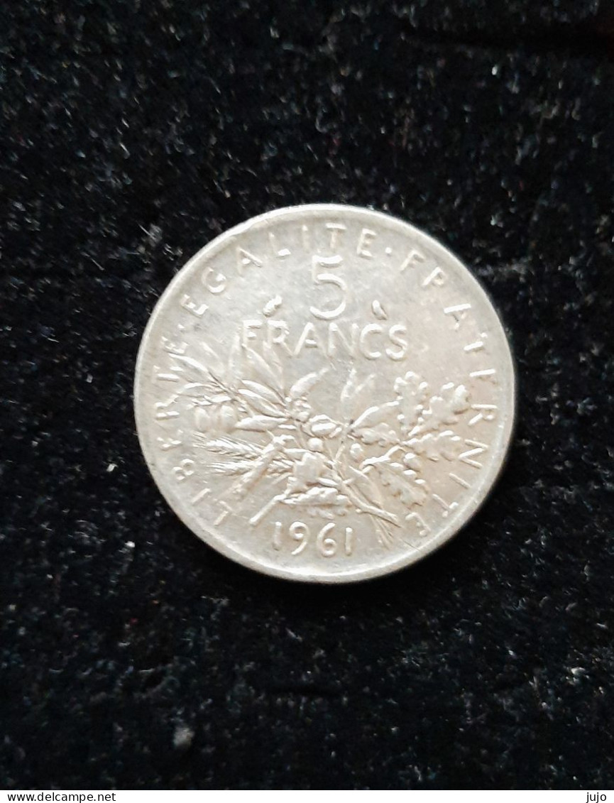 Monnaie - Pièce En Argent  De 5 Francs Semeuse  - 1961 - 5 Francs