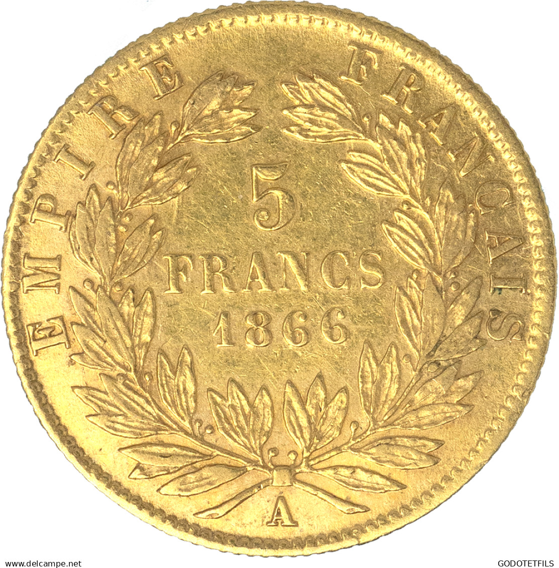 Second-Empire-5 Francs Napoléon III Tête Laurée 1866 Paris - 5 Francs