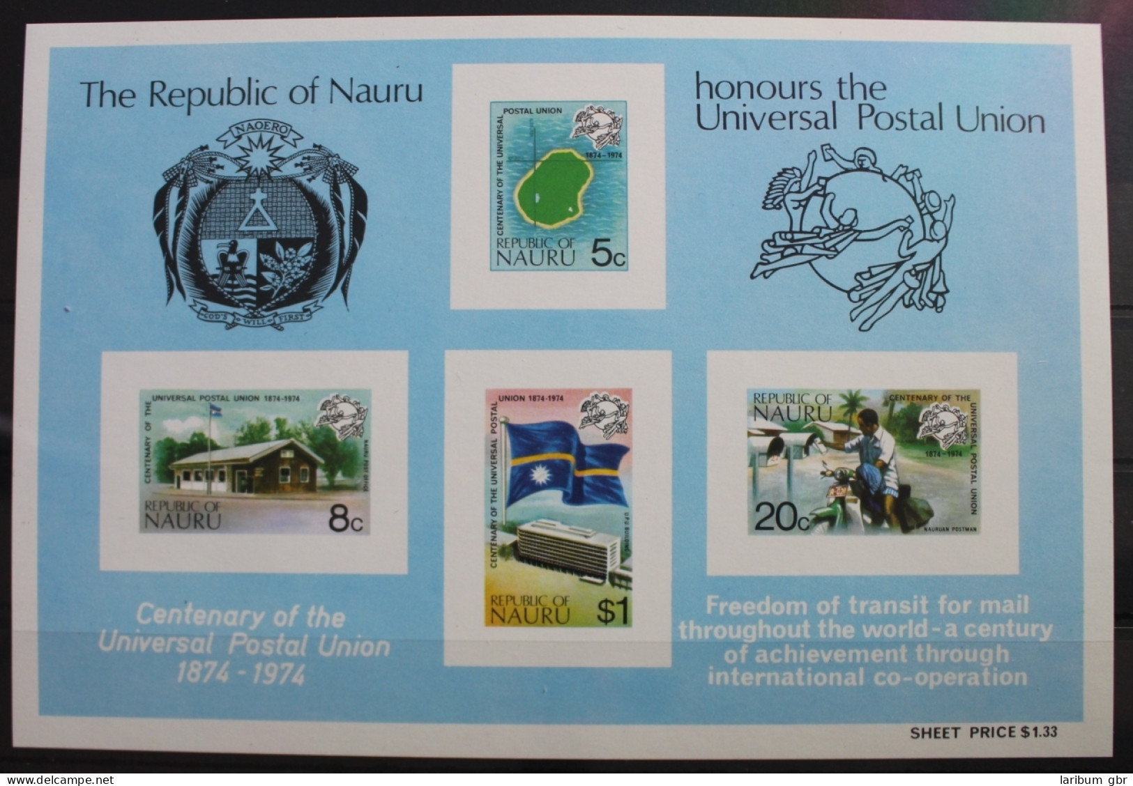 Nauru Block 1 Postfrisch Weltpostverein UPU #SL510 - Nauru