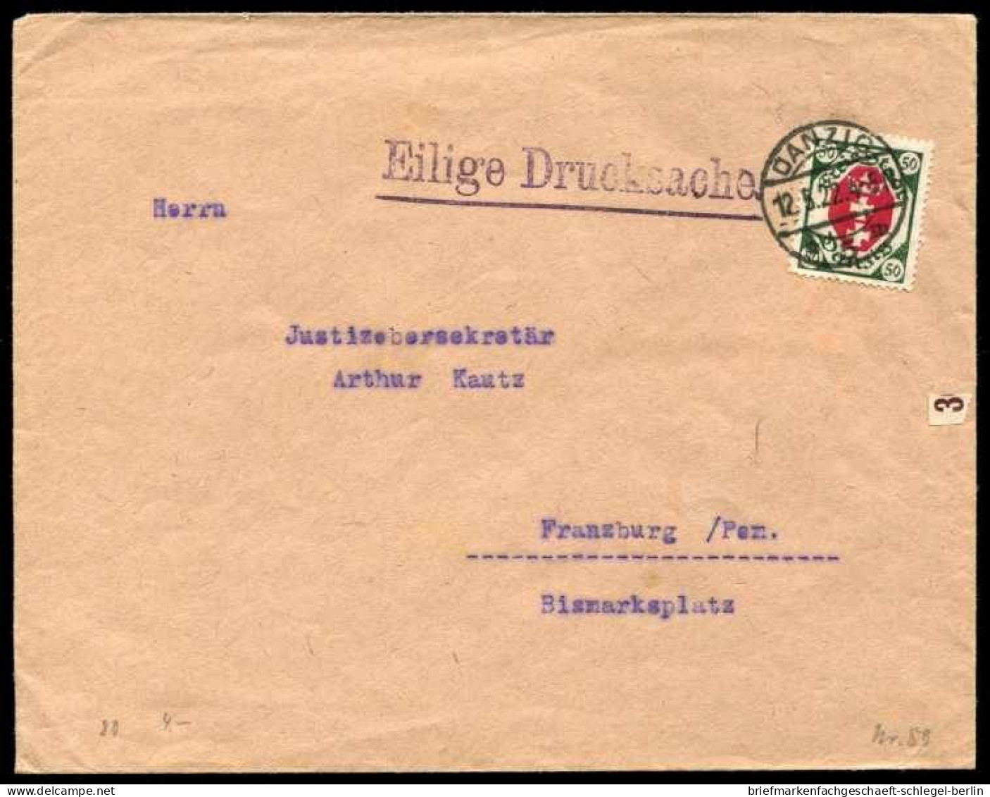 Danzig, 80, Brief - Briefe U. Dokumente