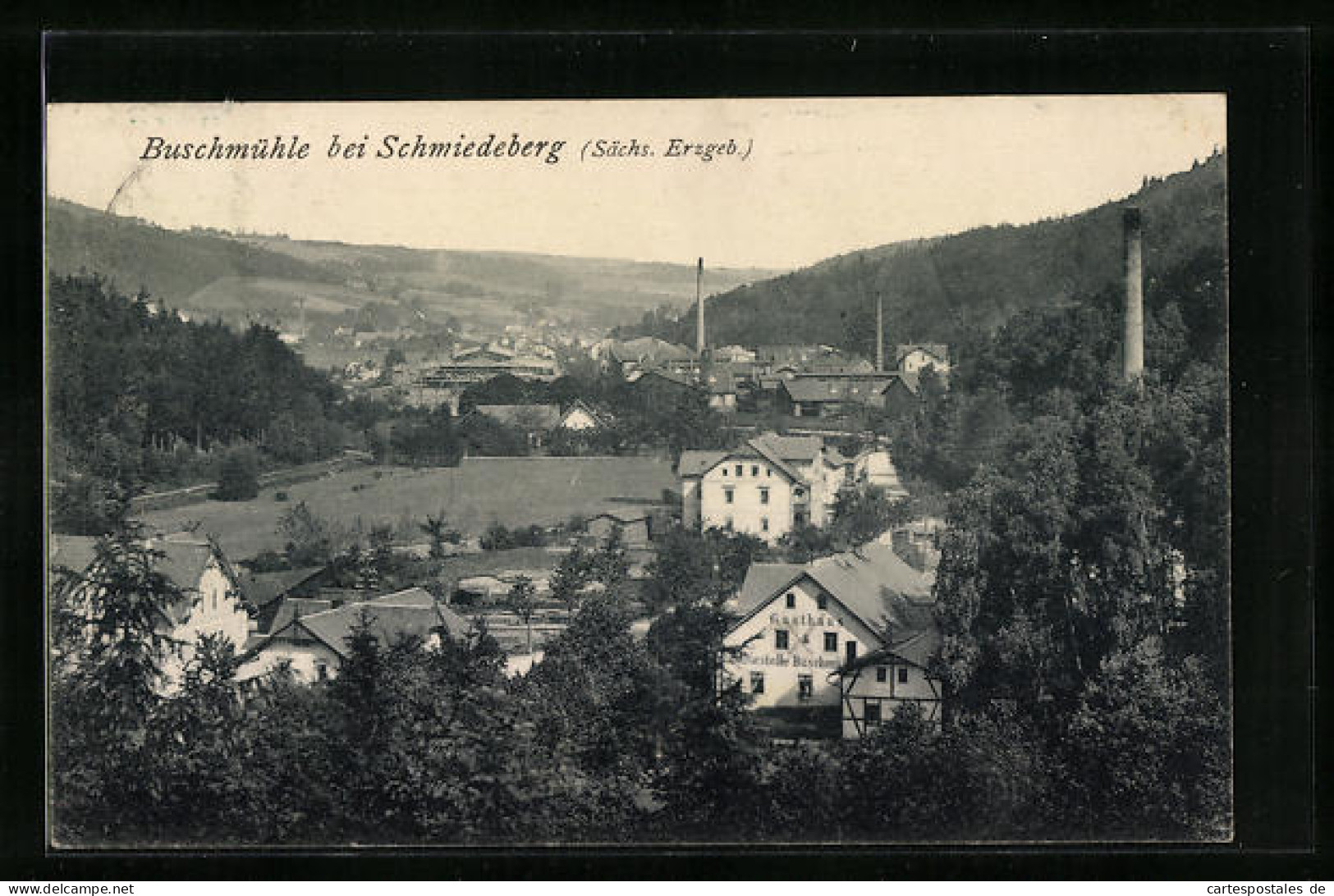 AK Buschmühle / Schmiedeberg, Gesamtansicht Mit Gasthaus  - Schmiedeberg (Erzgeb.)