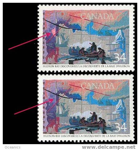 Canada (Scott No.1107i - Timbre Avec La Variété (pantère Rose) / Pink Penter Variety Block) [**] - Varietà & Curiosità