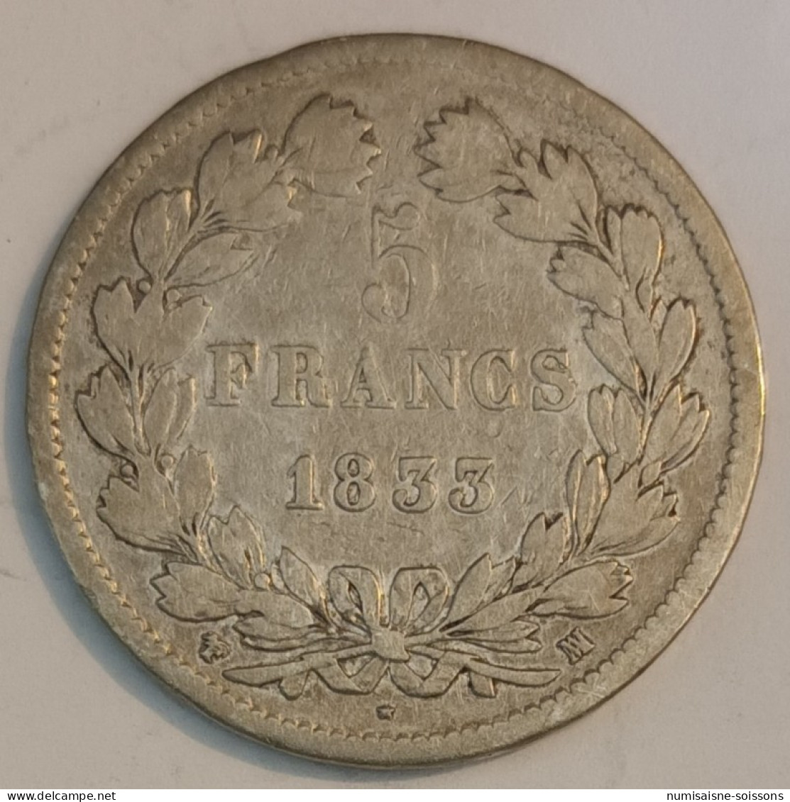 GADOURY 678 - 5 FRANCS 1833 MA - MARSEILLE - TYPE LOUIS PHILIPPE 1er - KM 749 - B/TB - 5 Francs