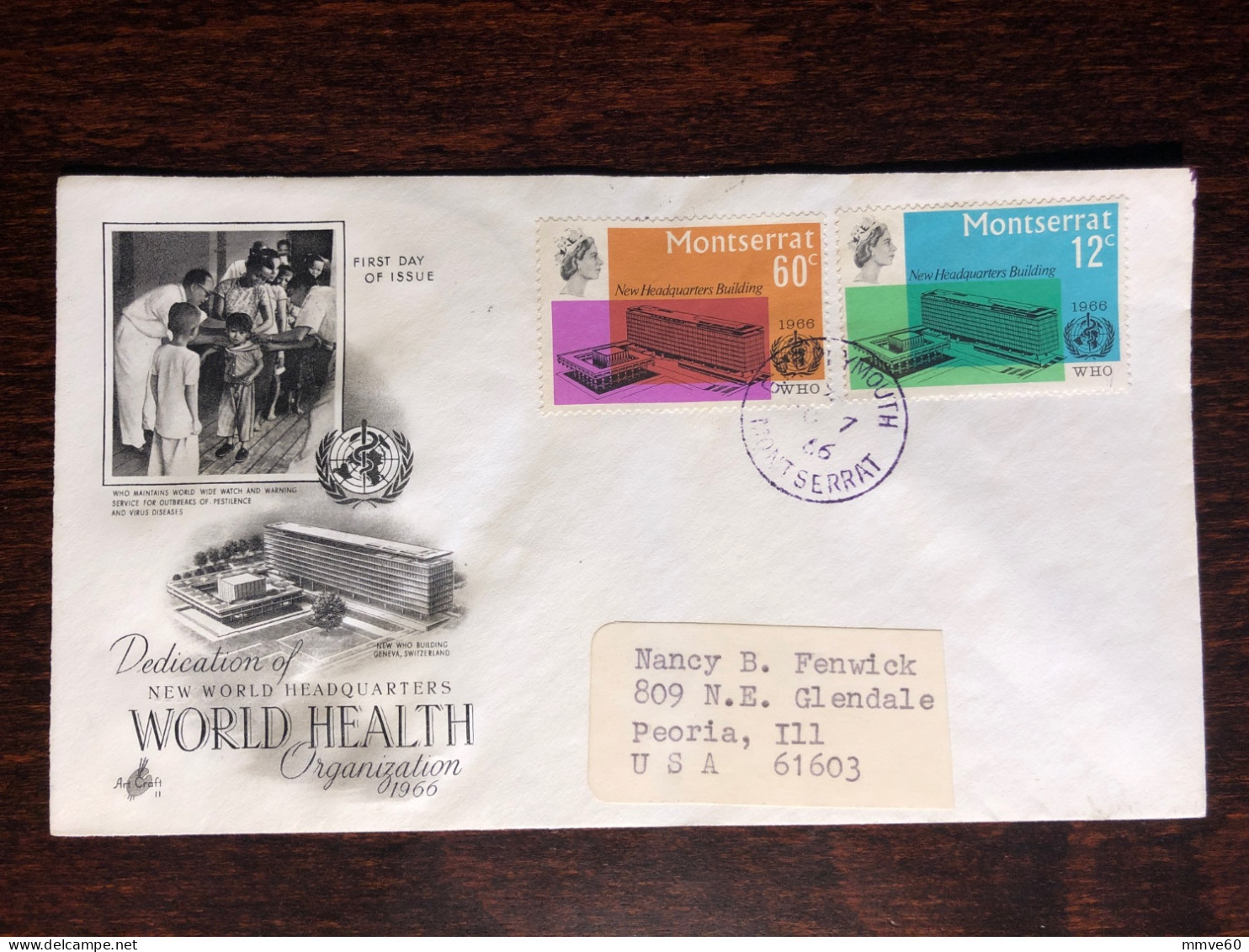 MONTSERRAT FDC COVER 1966 YEAR WHO HEALTH MEDICINE STAMPS - Montserrat