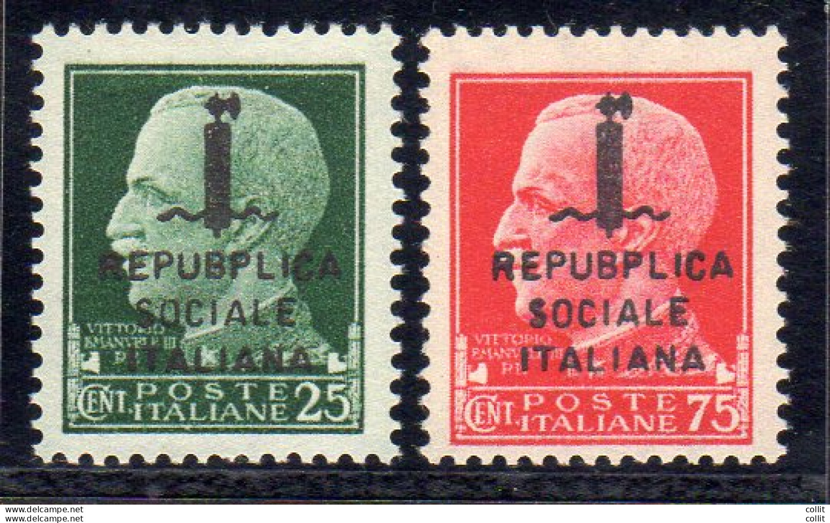 Roma - Fascetti Cent. 25 E 75 Due Valori Con Errore Tipografico "Repubplica" - Mint/hinged