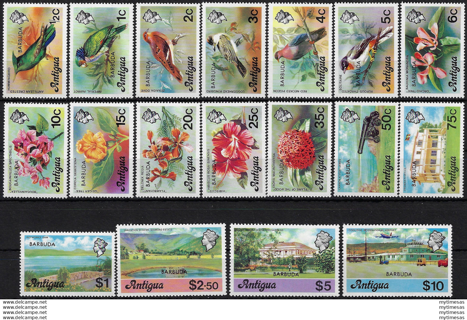1977 Barbuda Pictorial Series 18v. MNH SG. N. 305/22 - Années Complètes